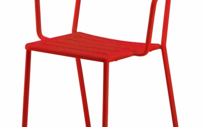 zahradní kovová židle červená