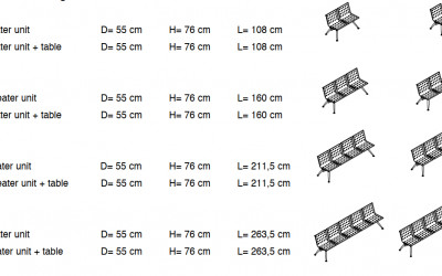 kovové lavice do čekárny rozměry