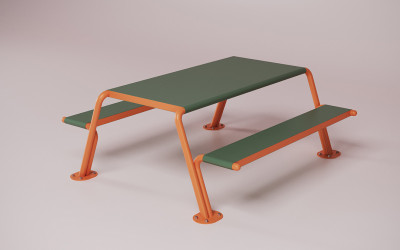 venkovní lavice s integrovaným stolem_městský mobiliář