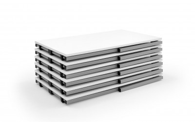 stohovatelné stoly se sklopným mechanismem